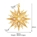 Gold plated copper north star pendant with micro-pave white zircon inlay, 35x42mm size - L249063-Gold Eight-Pointed Star
