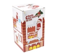 Detalle del empaque con instrucciones de batería y pasos para el Papá Noel escalador - Papá Noel subiendo por la chimenea