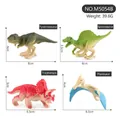 Set de 4 figuras de dinosaurios coloridos incluyendo T-Rex y Triceratops para niños - Estilo Tiranosaurio Espinosaurio Triceratops Pterosauro (5054b)