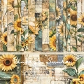 6-inch Vintage Sunray sunflower scrapbook paper set with 24 sheets of 160gsm cardstock - R2344b 24 Sheets