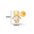 Golden robot stud earring with cubic zirconia inlay and 0.8cm by 0.65cm dimensions - Robot Style (T2511-9#) / Gold