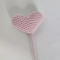 Pink hand-knitted heart bouquet with long stem for gift decoration in crochet style - Light Pink