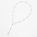 Detail of silver beaded chain necklace featuring hollow heart and letter Y pendant - Letter K Pendant (XL3184【Steel Color K】) / Steel
