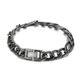 Pulsera cubana vintage de acero de titanio gris con cierre rectangular de joyería - Ancho 9mm Longitud 20cm Pulsera - Retro Envejecido (KB154557-Z)