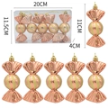 Set di 5 decorazioni natalizie a forma di caramella oro rosa con spirali glitterate - 5 pezzi/scatola / Oro rosa