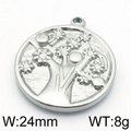 Silver stainless steel tree of life pendant 24mm round charm for jewelry making - Steel Round Tree of Life (KLJ5802-Z)