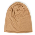 Light brown thin knitted beanie with double-layer design for a soft slouchy fit - One Size(Adjustable) / Khaki