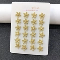 Set of 12 pairs of 14k gold color floral stud earrings with sparkling micro cubic zirconia - 14K Gold Plated Five-Petal Flower Stud Earrings Set
