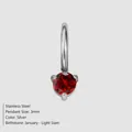3mm stainless steel pendant with January light siam red zircon for jewelry making - January Deep Red - Silver