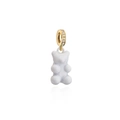 White gummy bear charm with gold rhinestone-encrusted clasp on a clean white background - Pendant / Gold White