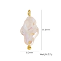 Irregular baroque pearl pendant with gold metal ring measuring 19.5mm by 8.2mm - White Baroque Pearl