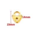 Polished gold stainless steel heart lock pendant for jewelry making, 14mm by 19mm size - Vacuum 18K Gold Polished Hollow Heart Padlock Pendant 19mm