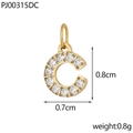 Detail view of a gold cubic zirconia letter C pendant showing dimensions 0.8cm by 0.7cm - Letter C / Gold
