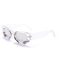 Moderne Sonnenbrille mit Schlangen-Dekor, Silbermetall und klarem Harzgestell - Transparenter Rahmen Silberne Verspiegelte Gläser