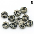Set of 10 natural spotted stone round beads with 4mm hole for DIY jewelry making - Dalmatian Jasper / 5x10mm