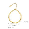 18K gold plated 316 stainless steel twist chain bracelet with lobster clasp for women - Bar Stick Chain (ZHSLG04)