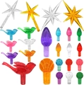 Colorful plastic replacement stars, birds and bulbs for ceramic Christmas trees - Mixed Style Set