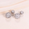 Eleganti orecchini a lobo a sfera in argento S925 con scintillanti strass trasparenti - Argento 925 / Bianco