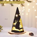 Schwarze konische Weihnachtslaterne mit Rentier-Ausschnitt und warmem Licht auf Holz - Groß Schwarz (25x9.5cm)