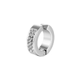 Macro view of silver titanium steel ear cuff with double row of white zircon inlay - Steel