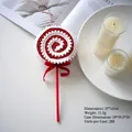 Rot-weißer Weihnachts-Zuckerstangen-Anhänger mit Schleife, Lutscher-Stil, 27x12cm - Kleiner Riegel