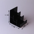 Black 3-tier acrylic display stand, size 12.5x11.5x10cm, for wallets and small items - Triple Layer / Black