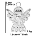 Spécifications de taille pour le pendentif ange en acier inoxydable avec ailes et cœur - Argenté