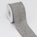 Grey linen texture Christmas ribbon on a spool for DIY crafts and gift wrapping - 5cm*5 Yards / Gray