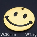 Colgante redondo de cara sonriente dorada en acero de titanio con detalle de cara negra - 30MM / Dorado