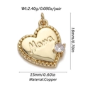 Golden heart mama charm with cubic zirconia in copper for diy jewelry making - Ysn016-05 / 18K Gold