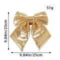 Sparkling gold sequin Christmas bow decoration, large 25cm festive tree topper ornament - Gold