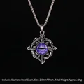 Collana gotica con pendente a forma di occhio viola e catena in acciaio inox da 70 cm - Croce Malocchio Viola