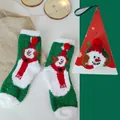 Chaussettes de Noël en molleton corail vert avec motif bonhomme de neige et coffret - Taille Unique (EU 35-39) / Bonhomme de neige