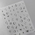 3D silver embossed nail art stickers M-165 featuring moon star and snake designs - M-165 Silver Stamping