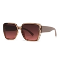 Occhiali da sole quadrati oversize con montatura marrone trasparente e lenti sfumate - Montatura Champagne Lente Sfumata Rosso Vino