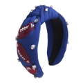 Blue fabric knotted headband featuring sequined rugby patterns and sparkling rhinestones - 14# Blue (Rugby Sequin Decor)