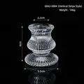 French vintage crystal glass candle holder with vertical stripes and 6cm height - Wang Style Vertical Stripe Glass Candle Holder