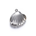 Polished silver shell pendant made of stainless steel for DIY jewelry making - Steel Color Scallop
