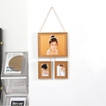 Set van drie hangende houten fotolijsten met natuurlijk houtnerf en touwontwerp - Witte Houtnerf (1 Horiz + 2 Vert) / 10"+5"