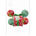 5-piece Christmas balloon set with red green and gold round and gift box foil balloons - Christmas Gift Box Set