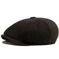 Classic dark grey wool newsboy cap with vintage eight-piece panel design for winter - Brown Green