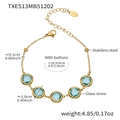 Golden stainless steel bracelet with five blue round faceted glass stones for women - Bracelet Only / Gold Lake Blue