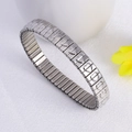 Silver stainless steel stretch bracelet featuring minimalist heart pattern engraving - k0401-Silver Embossed Heart