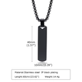 Collar minimalista con colgante rectangular de acero negro y marcas de dimensiones - Negro