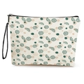 Trousse à maquillage crème avec imprimé agrumes oranges et fermeture éclair noire - Motif Citron / 17*25cm (Lin) avec Sangle