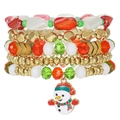 Ensemble de bracelets de Noël multicouches avec perles de cristal rouges et bonhomme de neige - SY0613 Ensemble Pendentif Bonhomme de Neige de Noël