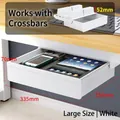Large white under-desk storage drawer for office desk, dimensions 335x250x70mm - Porcelain White / 52mm Riser / Large