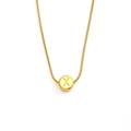 Gold plated stainless steel snake chain necklace with round letter X pendant charm - Letter X