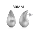 Minimalist S925 sterling silver water drop stud earrings with 30MM brushed metal finish - 30MM / Matte Silver