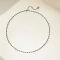 Elegante collana con perle ovali in argento acciaio inossidabile con chiusura a moschettone - Collana Color Acciaio#3mm Grande